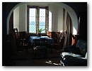 Living room on the second floor of Doyden Castle, Cornwall